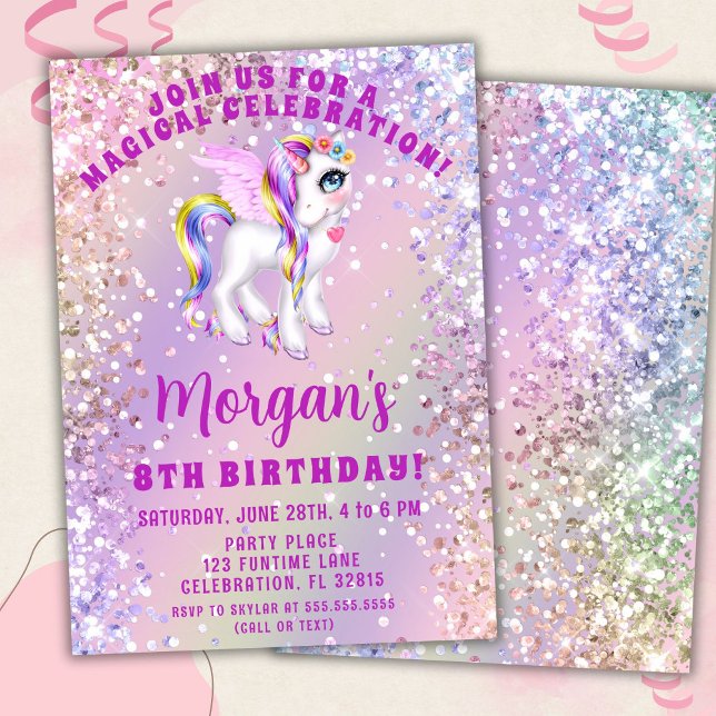 Invitation d'anniversaire de la licorne magique (Créateur téléchargé)