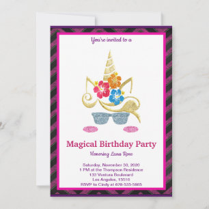 Invitation d'anniversaire de la licorne magique