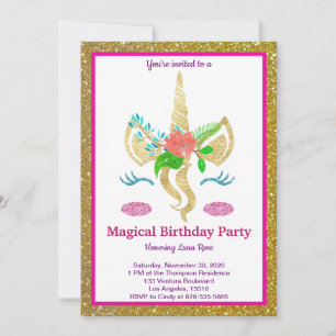 Invitation d'anniversaire de la licorne magique
