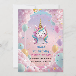 Invitation d'anniversaire de la licorne magique - 