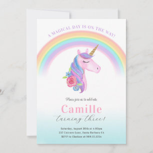 Invitation d'anniversaire de la licorne magique et