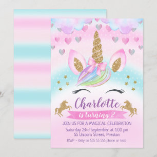 Invitation d'anniversaire de la licorne magique Ra
