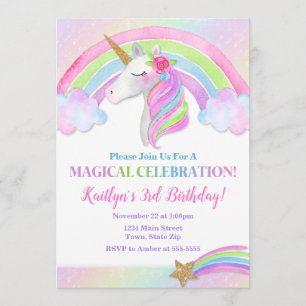 Invitation d'anniversaire de la licorne, Rainbow U