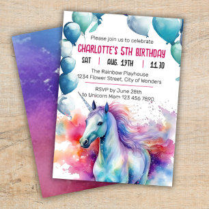 Invitation d'anniversaire de la licorne   Unicorn 