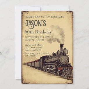 Invitation d'anniversaire de la locomotive Vintage