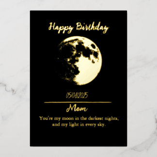 Invitation d'anniversaire de la lune d'or Foil