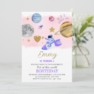 Invitation d'anniversaire de la Lune   Thème Espac