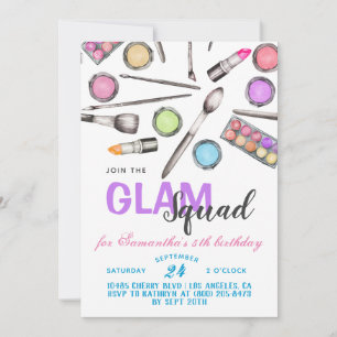 Invitation d'anniversaire de la maquillage de Glam