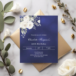 invitation d'anniversaire de la Marine bleu blanc 