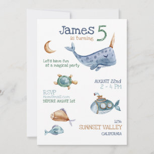 Invitation d'anniversaire de la mer