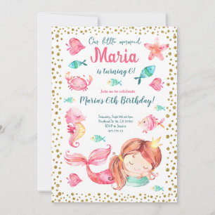 Invitation d'anniversaire de la mer de Mermaid