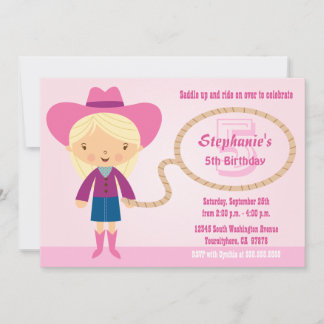 invitation d'anniversaire de la mignonne cowgirl l