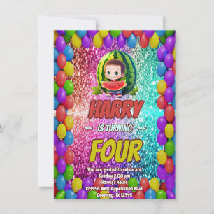 Invitation d'anniversaire de la pastèque pour enfa