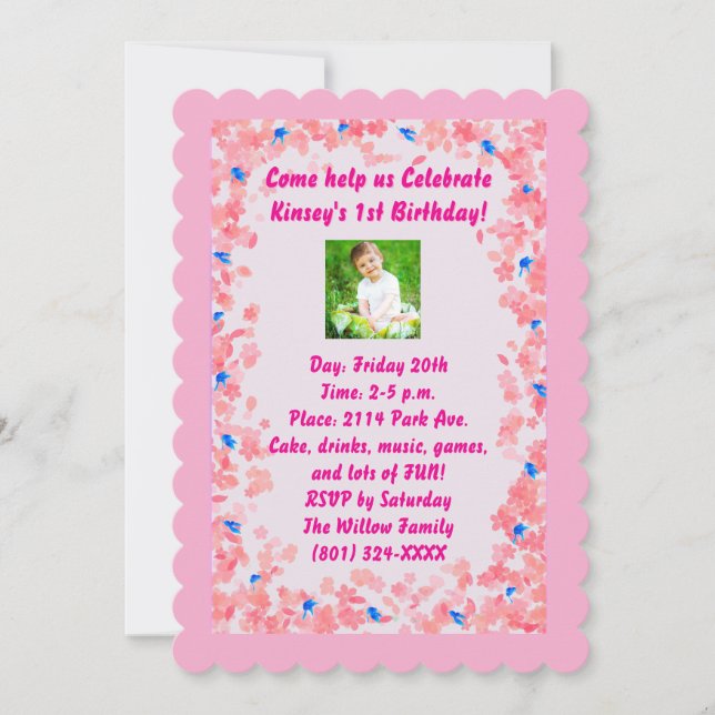 Invitation d'anniversaire de la petite fille (Devant)