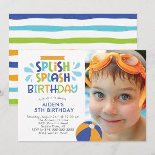 Invitation d'anniversaire de la piscine à éclabous