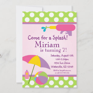 Invitation d'anniversaire de la Piscine Green Polk