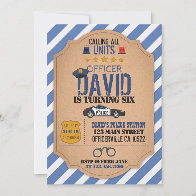 Invitation d'anniversaire de la police (Devant)