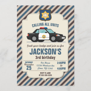 Invitation d'anniversaire de la police / Voiture d
