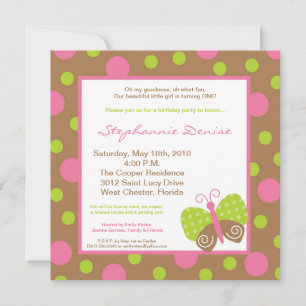 Invitation d'anniversaire de la Polka aux papillon