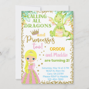Invitation d'anniversaire de la princesse et des f