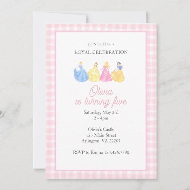 Invitation d'anniversaire de la princesse - Fête r (Devant)