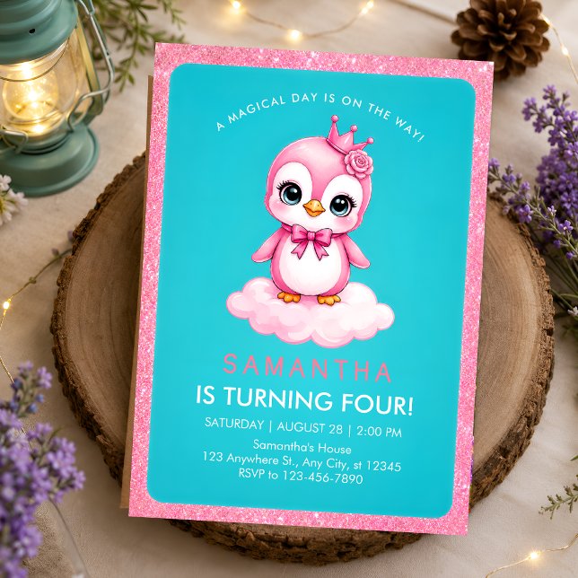 Invitation d'anniversaire de la princesse flamant  (Créateur téléchargé)