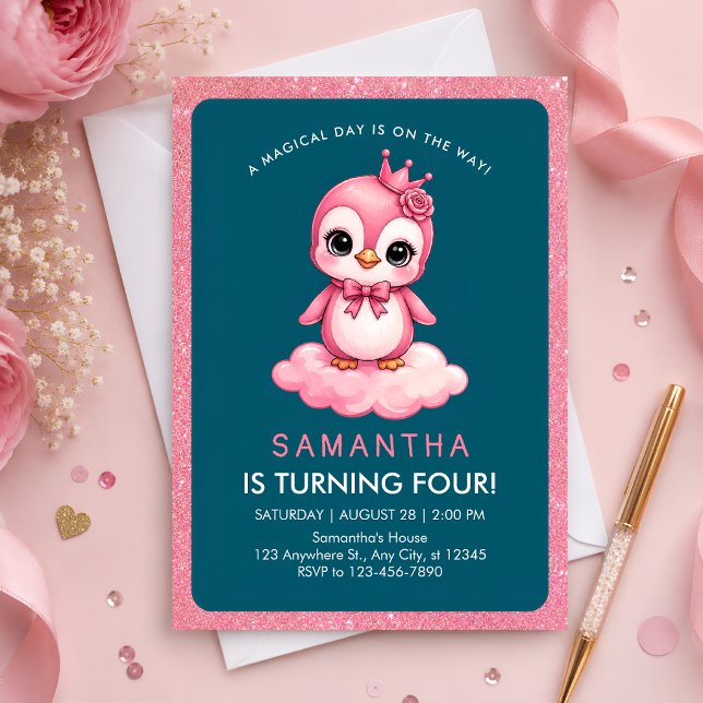 Invitation d'anniversaire de la Princesse Flamant  (Créateur téléchargé)