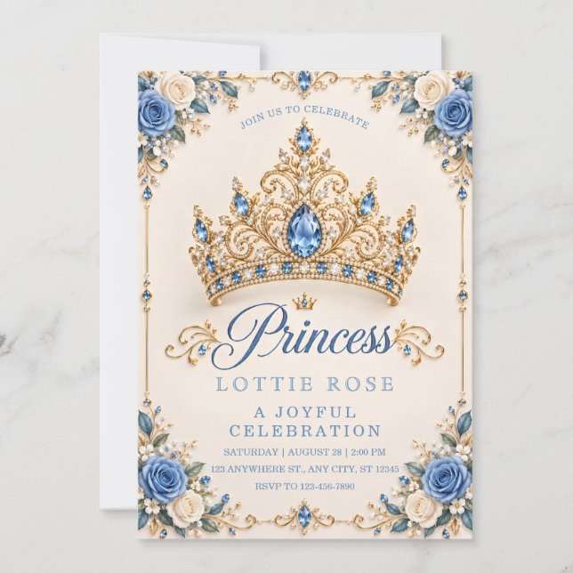 Invitation d'anniversaire de la princesse Or Bleu (Devant)