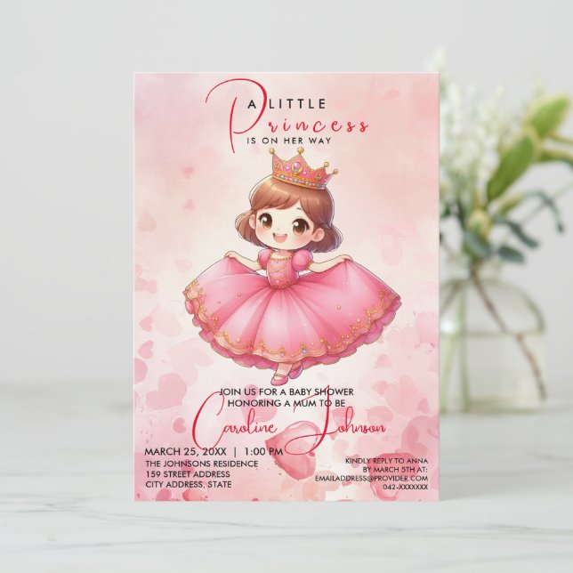 Invitation d'anniversaire de la princesse rose (Debout devant)