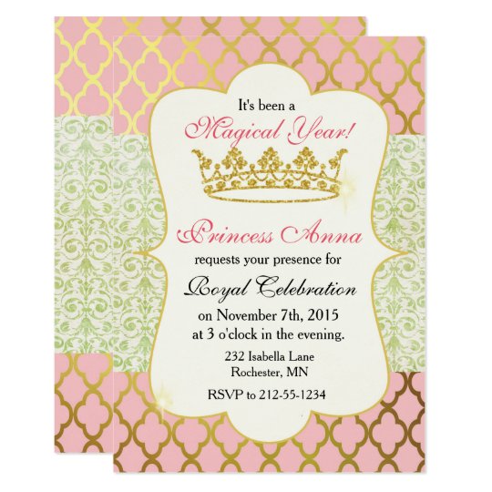 Invitation D Anniversaire De La Princesse Rose Et Zazzle Fr