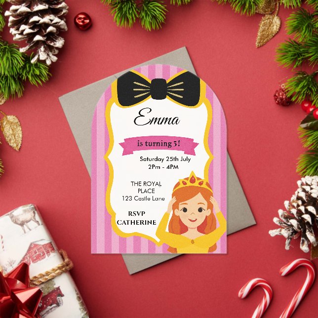Invitation d'anniversaire de la princesse rose | z (Insitu (vacances))