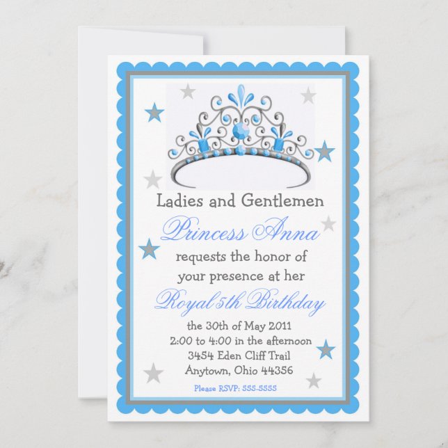 Invitation d'anniversaire de la princesse Tiara (Devant)