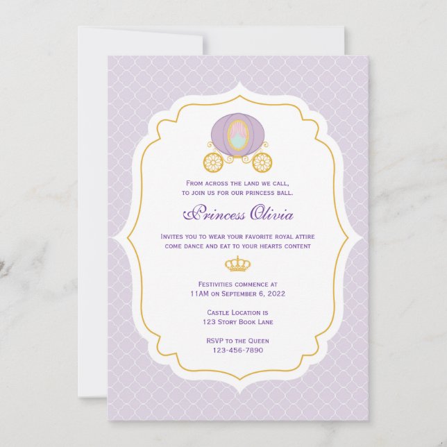 Invitation d'anniversaire de la Princesse Violette (Devant)