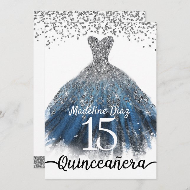 Invitation d'anniversaire de la Quinceanera d'arge (Devant / Derrière)