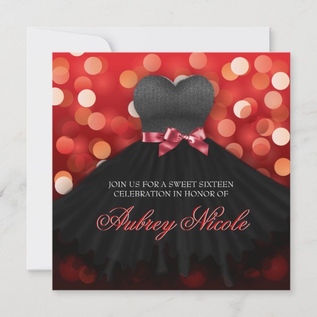 Invitation d'anniversaire de la robe noire Sweet s (Devant)