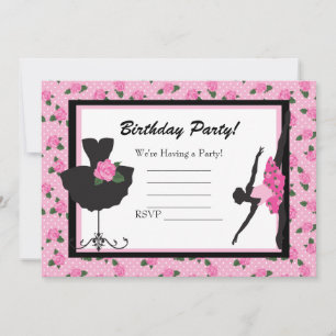 Invitation d'anniversaire de la Rose de ballet de 