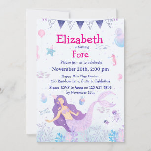 Invitation d'anniversaire de la sirène magique