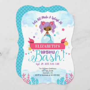 Invitation d'anniversaire de la sirène noire-améri