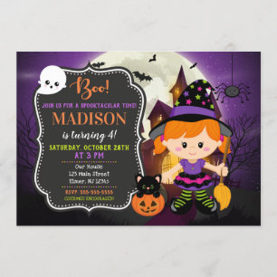Invitation d'anniversaire de la sorcière d'Hallowe