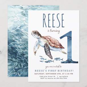 Invitation d'anniversaire de la tortue de mer