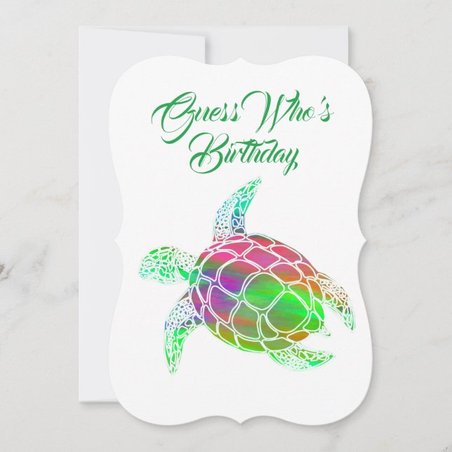 Invitation d'anniversaire de la tortue de mer (Devant)