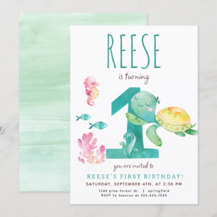 Invitation d'anniversaire de la tortue de mer