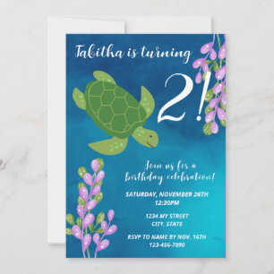Invitation d'anniversaire de la tortue de mer