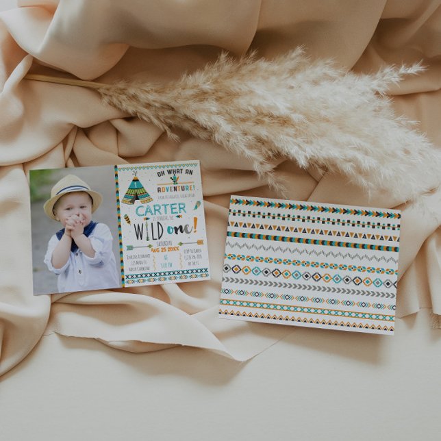 Invitation d'anniversaire de la tribu Wild One Boh (Créateur téléchargé)