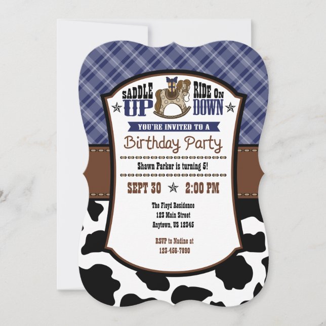 Invitation d'anniversaire de la vache blanche de l (Devant)