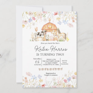 Invitation d'anniversaire de la vache fleur sauvag