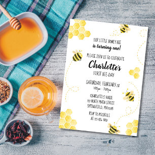 Invitation d'anniversaire de l'abeille de miel