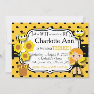 Invitation d'anniversaire de l'abeille de miel