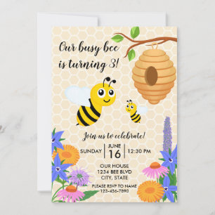 Invitation d'anniversaire de l'abeille de miel