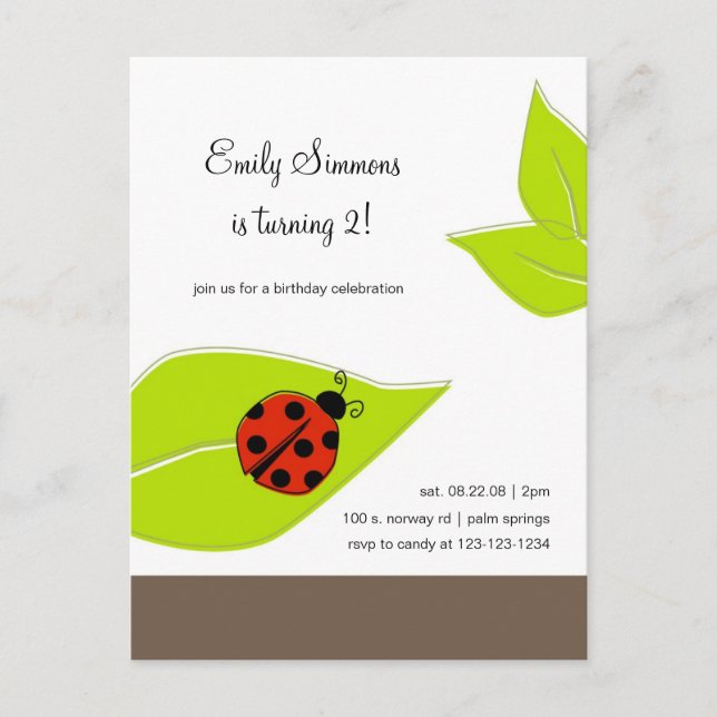 Invitation d'anniversaire de Lady Bug (Devant)